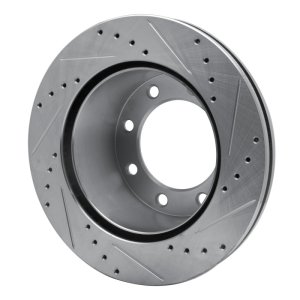 Ford F-250 Super Duty Brake Rotor (1) - Rear Left - R1 Concepts - Drilled & Slotted - Silver - `05-`12